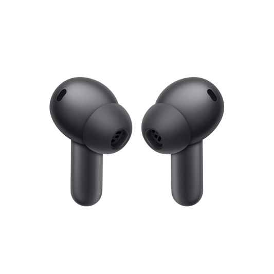 OnePlus Buds 4 Black TWS earbuds front view showing stem and ear tip design