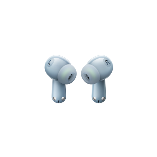 OnePlus Nord Buds 3 Blue wireless earbuds front view showing L and R earbud design