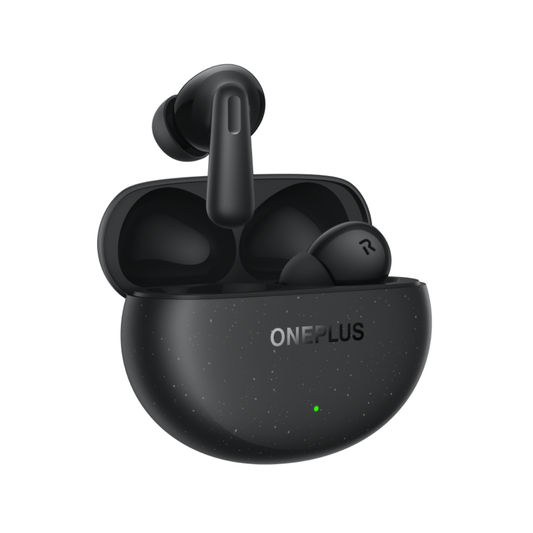 OnePlus Nord Buds 3 Pro Black charging case open angled view with one earbud out showing ONEPLUS branding