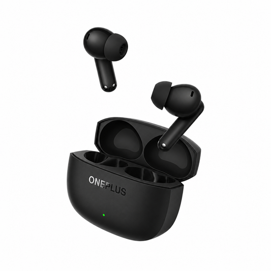 OnePlus Nord Buds 4 Pro black wireless earbuds with open charging case