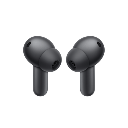 OnePlus Buds 4 Black TWS earbuds front view showing stem and ear tip design