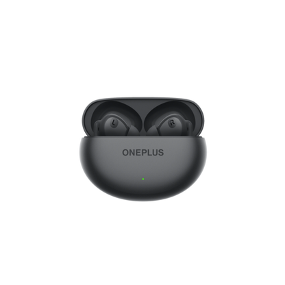 OnePlus Nord Buds 3 Black charging case open front view with both earbuds seated inside