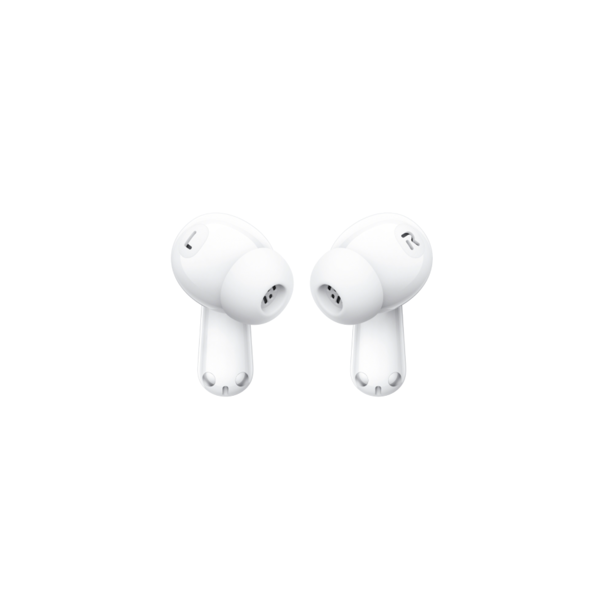 OnePlus Nord Buds 3 White wireless earbuds front view showing L and R earbud design