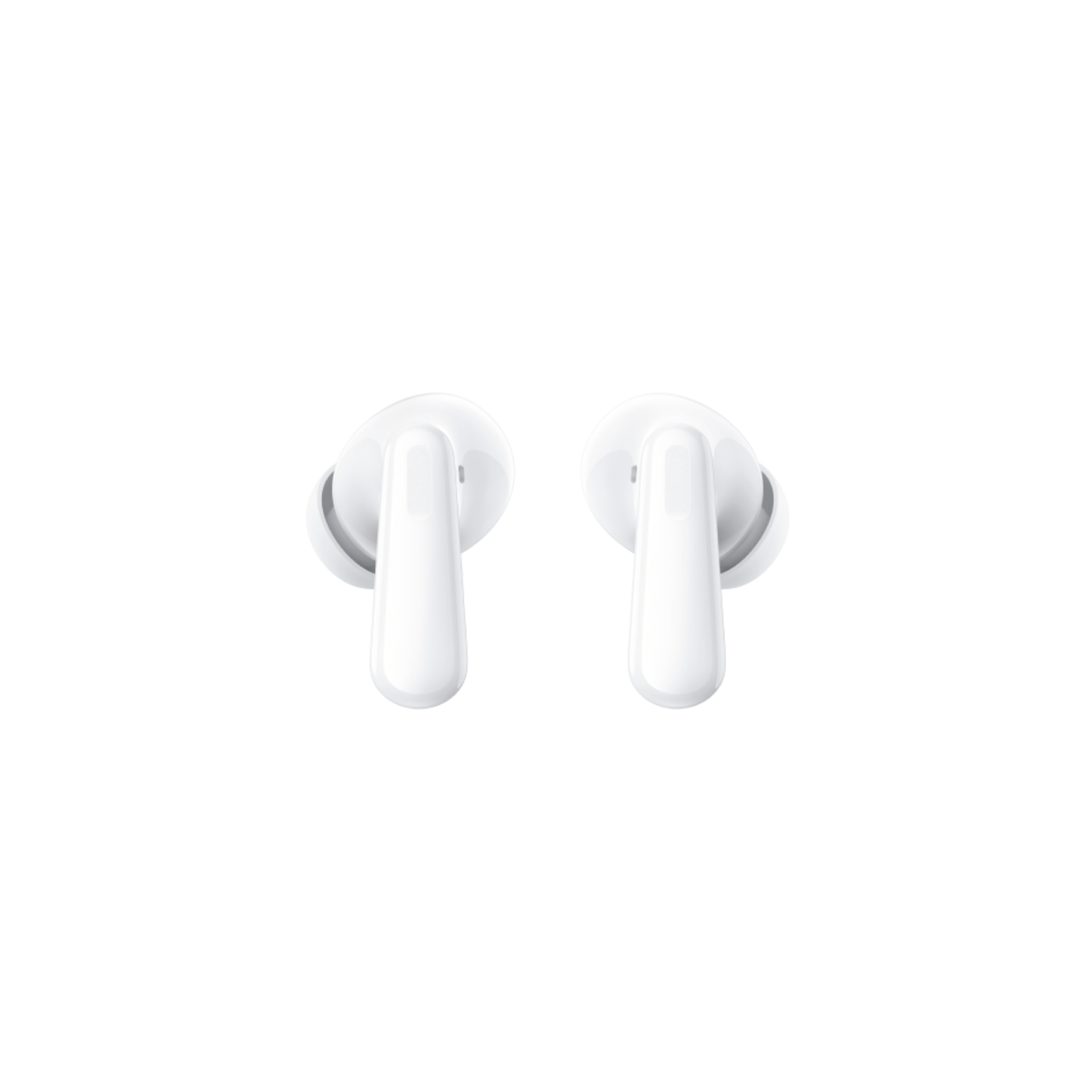 OnePlus Nord Buds 3 White TWS earbuds front view showing stem and ear tip design