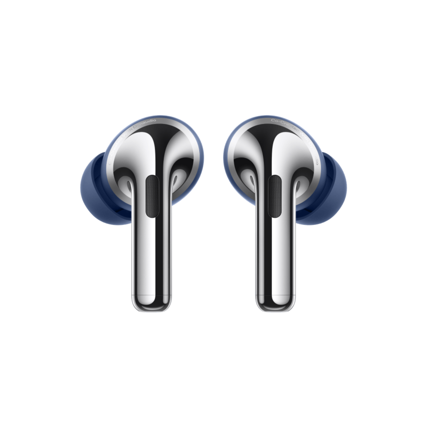 Close-up detail view of OnePlus Nord Buds 4 Pro blue wireless earbuds