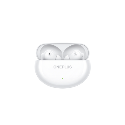 OnePlus Nord Buds 3 White charging case open front view with both earbuds seated inside