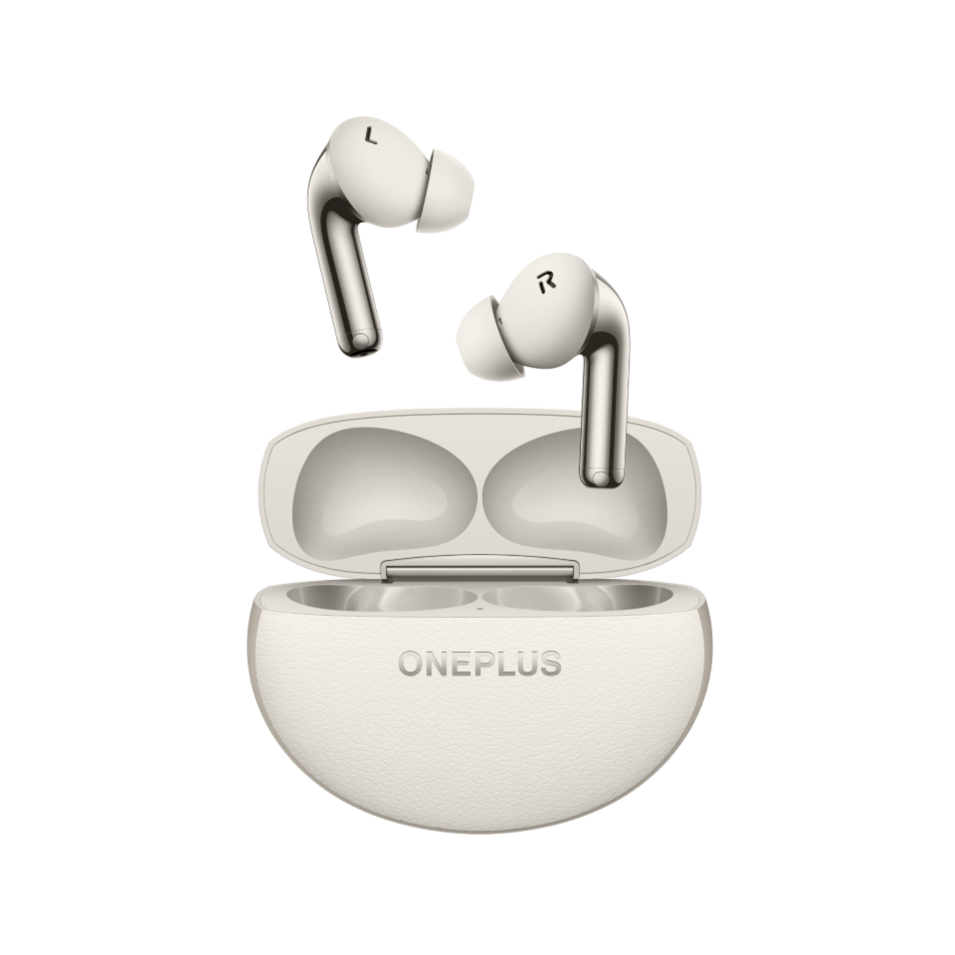 OnePlus Nord Buds 4 Pro white wireless earbuds floating above an open charging case