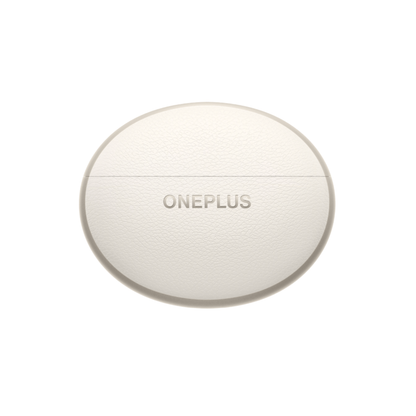 Front view of the closed white OnePlus Nord Buds 4 Pro charging case with OnePlus branding