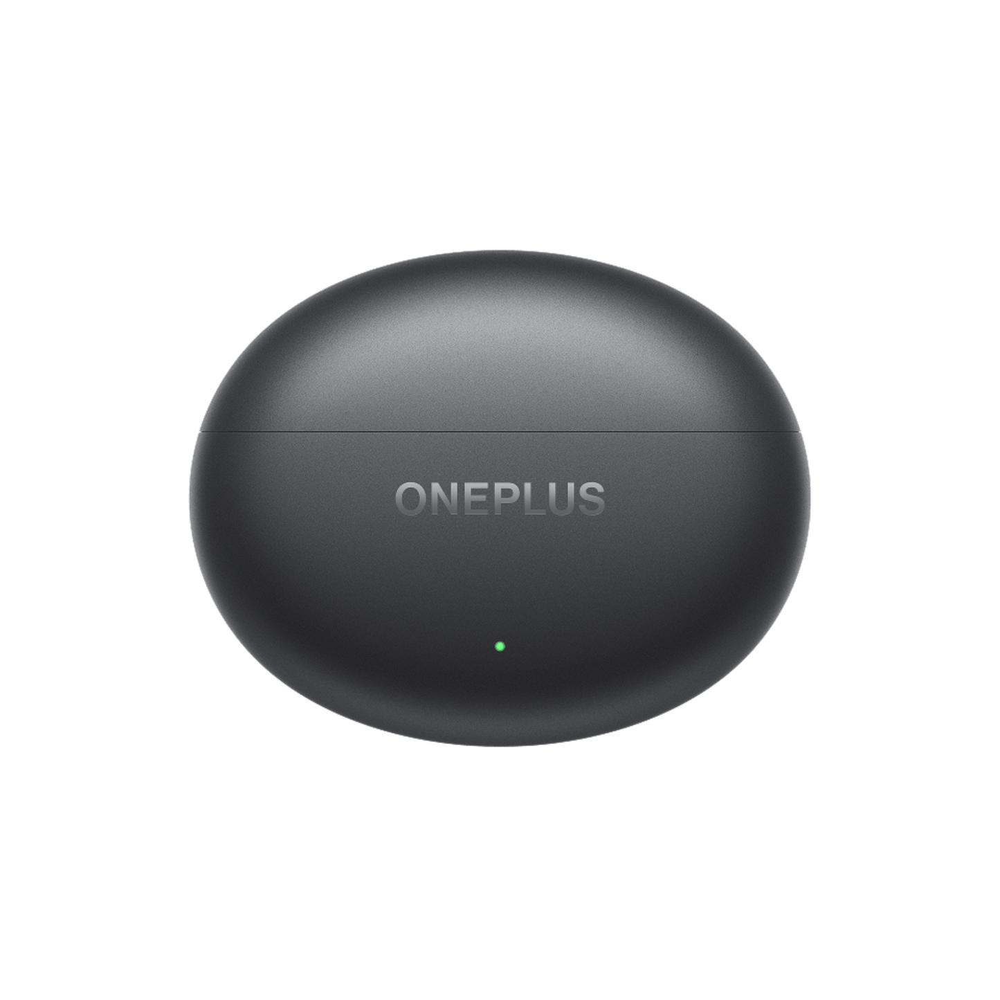 OnePlus Buds 4 Black charging case closed front view with ONEPLUS logo and LED indicator