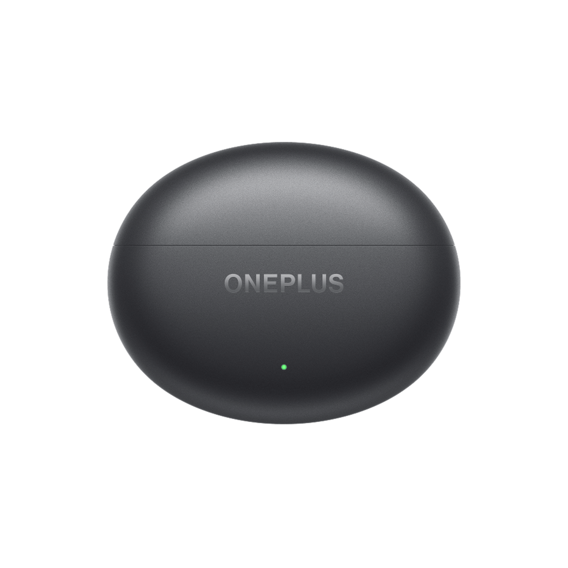 OnePlus Buds 4 Black charging case closed front view with ONEPLUS logo and LED indicator