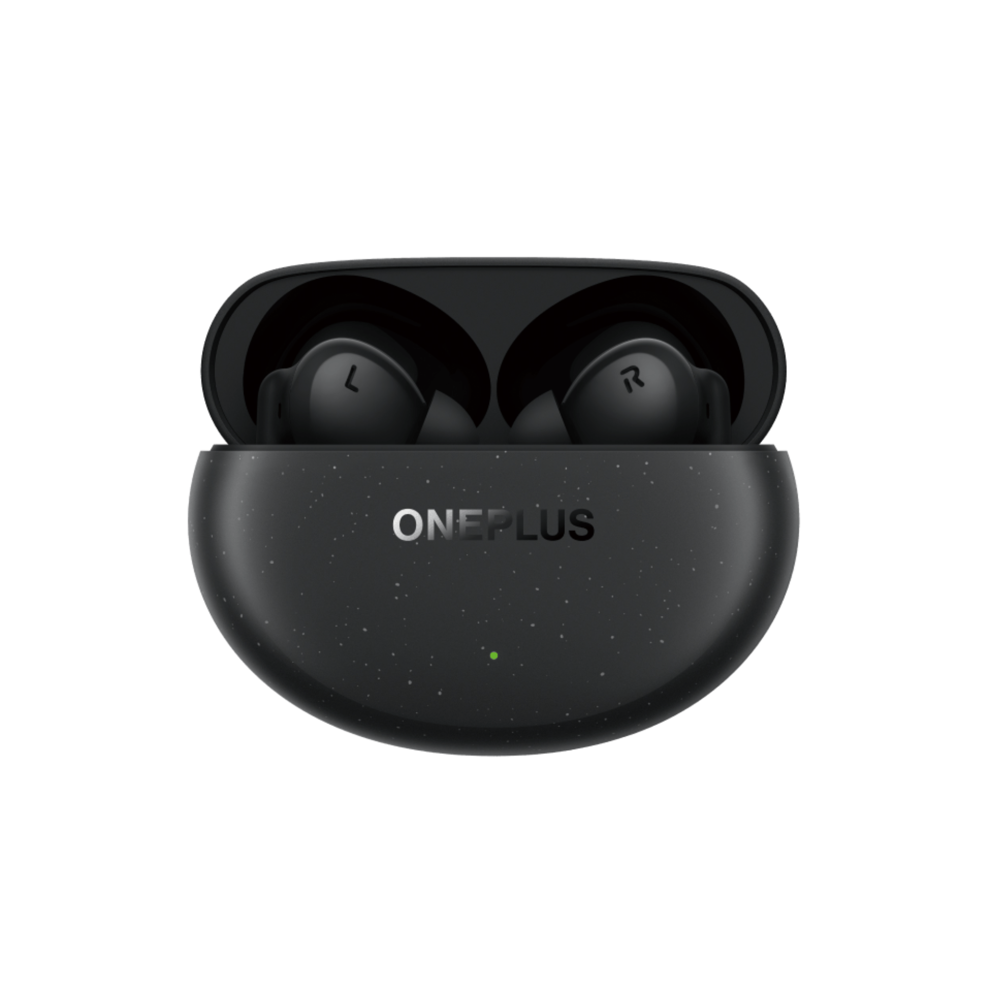 OnePlus Nord Buds 3 Pro Black charging case open front view with both earbuds seated inside