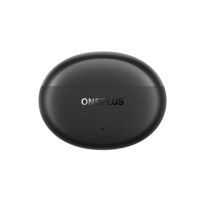 OnePlus Nord Buds 3 Pro Black charging case closed front view with ONEPLUS branding and LED indicator