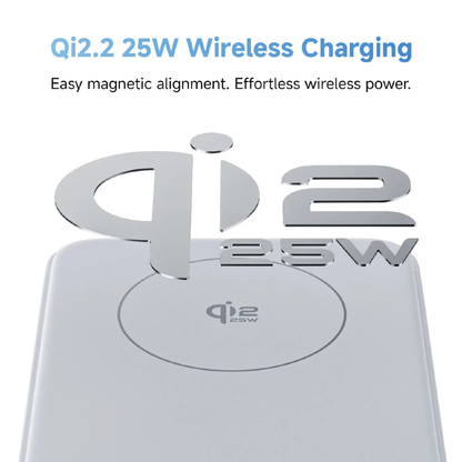 Xiaomi Magnetic Power Bank 10000 45W Qi2.2 25W wireless charging feature highlight with magnetic alignment detail
