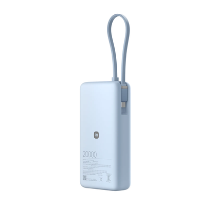 Xiaomi Power Bank 5i 20000 67W Blue back view showing Mi logo 20000mAh capacity and full spec label