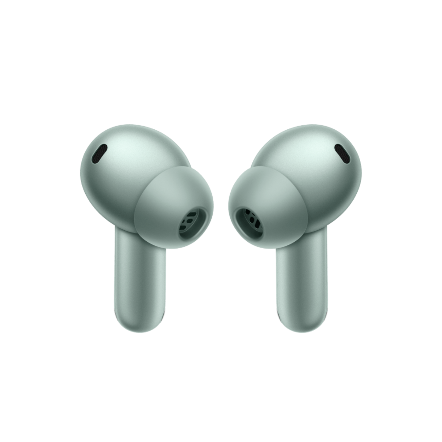 OnePlus Buds 4 Green TWS earbuds front view showing stem and ear tip design