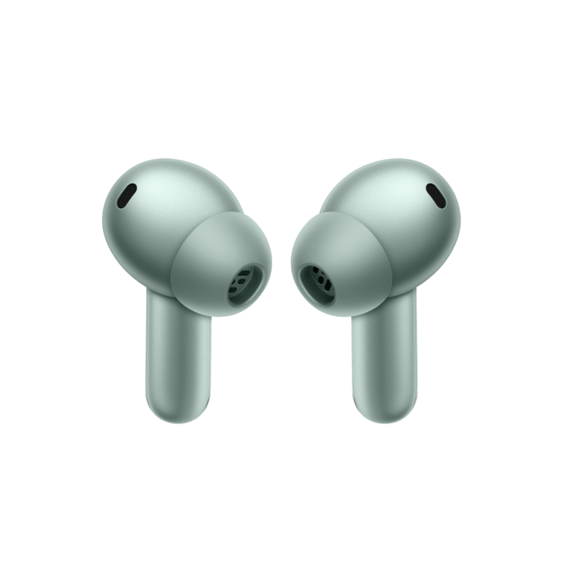 OnePlus Buds 4 Green TWS earbuds front view showing stem and ear tip design