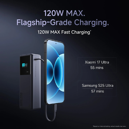 Xiaomi Power Bank 20000 165W 120W flagship-grade fast charging Xiaomi 17 Ultra in 55 mins and Samsung S25 Ultra in 57 mins