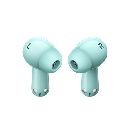 OnePlus Nord Buds 3 Pro Green wireless earbuds front view showing L and R earbud design