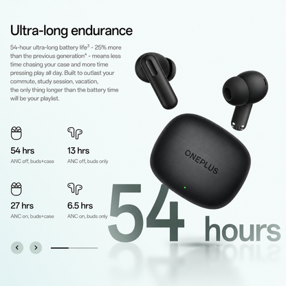 OnePlus Nord Buds 4 Wireless Bluetooth Earbuds | 54H Battery | 12mm Dynamic Drivers | AI Noise Cancellation | Spatial Audio | Bluetooth 6.1